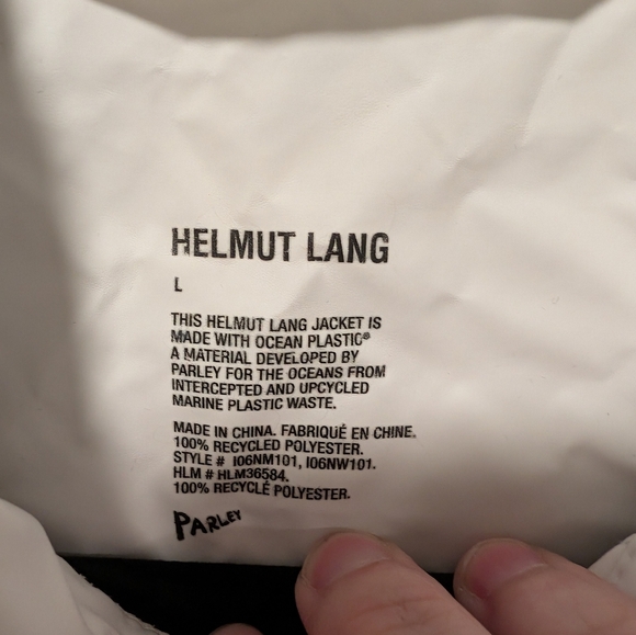 Helmut Lang X Parley Nylon Women's Crisp White Rain Jacket L NWOT - Picture 4 of 5